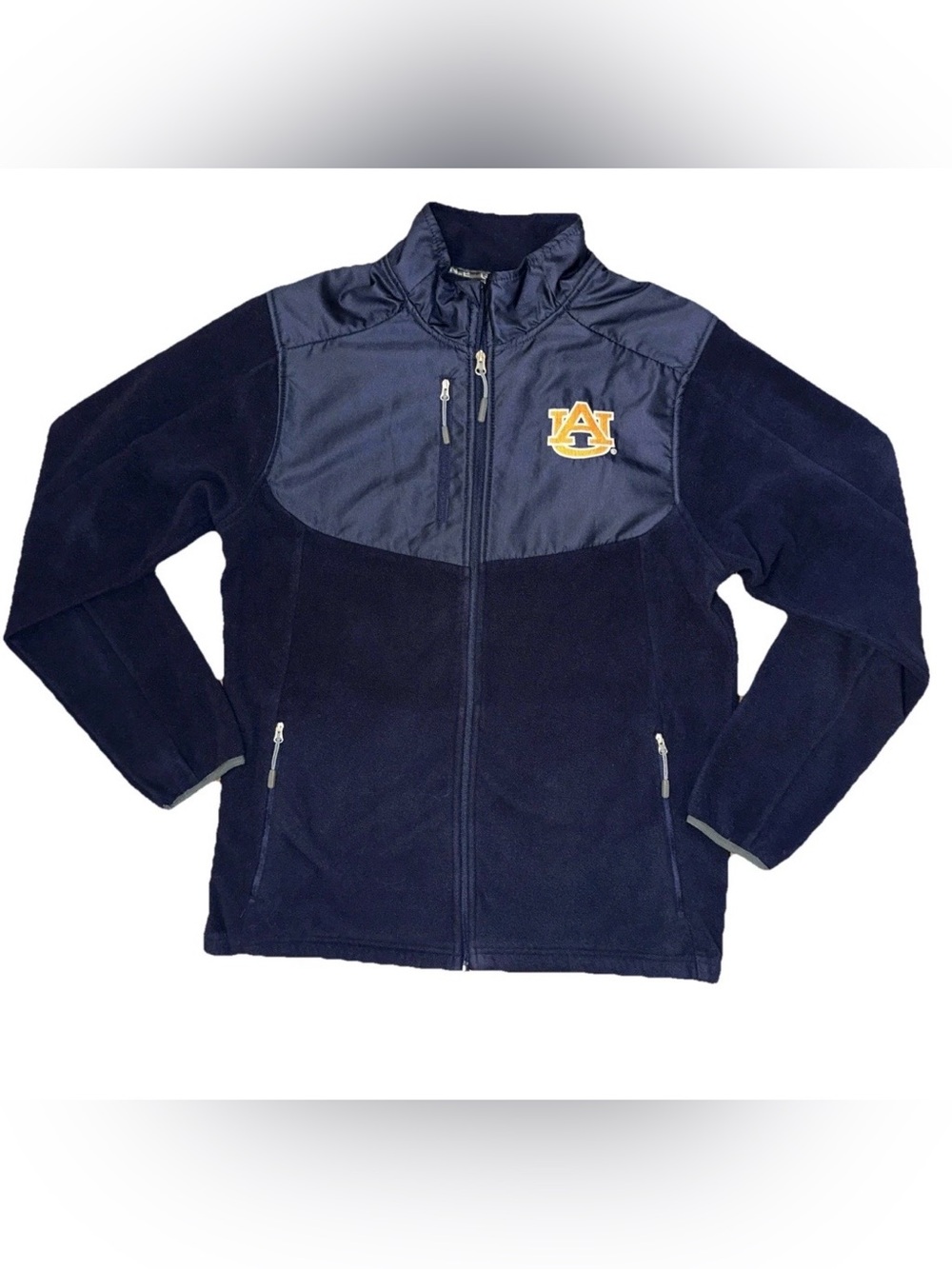 Auburn Tigers Jacket Mens Large Navy Blue Football Full Zip Fleece Zip Pockets